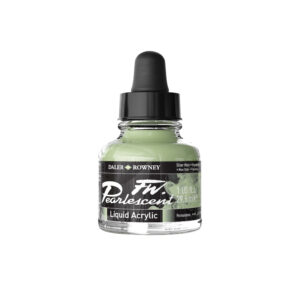Daler‑Rowney FW Pearlescent Acrylic Ink i fargen Silver Moss 29,5 ml – pigmentbasert akrylblekk med perlemorsskimmer for illustrasjon og dekorative effekter.