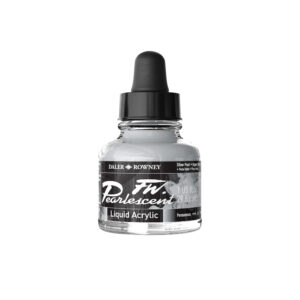 FW Pearlescent Acrylic Ink Silver Pearl 29,5 ml fra Daler‑Rowney – akrylblekk med transparent perlemorseffekt