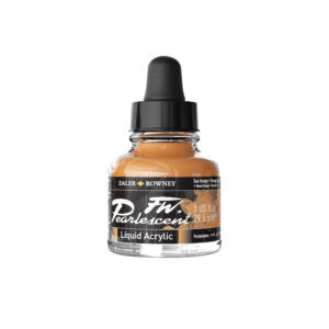Daler‑Rowney FW Pearlescent Acrylic Ink Sun Orange 29,5 ml – pigmentbasert transparent akrylblekk med perlemorsskimmer i varm oransje.