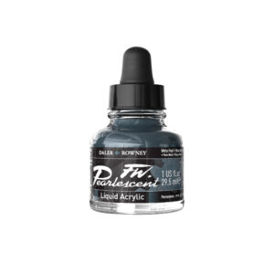 Daler‑Rowney FW Pearlescent Acrylic Ink White Pearl 29,5 ml – pigmentbasert transparent akrylblekk med perlemorsskimmer i hvit.