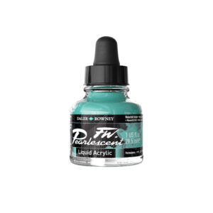 Daler‑Rowney FW Pearlescent Ink Waterfall Green 29,5 ml – transparent akrylblekk med perlemorsglans for kunst, illustrasjon og kreative teknikker