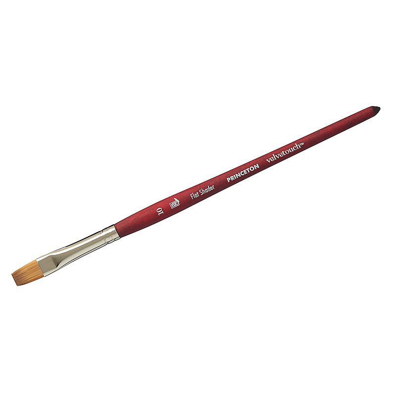 Princeton Velvetouch Flat Shader 10 pensel med kort skaft og flatt hode for jevne og brede strøk