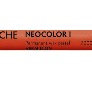 Caran d’Ache Neocolor I vermilion voksbasert pastellstift med sterk rød-oransje farge og høy dekkevne