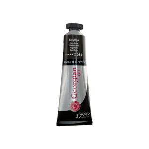 Daler‑Rowney Georgian oljemaling 225 ml i fargen Ivory Black med opak svart pigmentering og smøraktig konsistens.