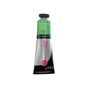 Daler‑Rowney Georgian oljemaling 225 ml i fargen Permanent Green Light med semi‑opak grønn pigmentering og smøraktig konsistens.