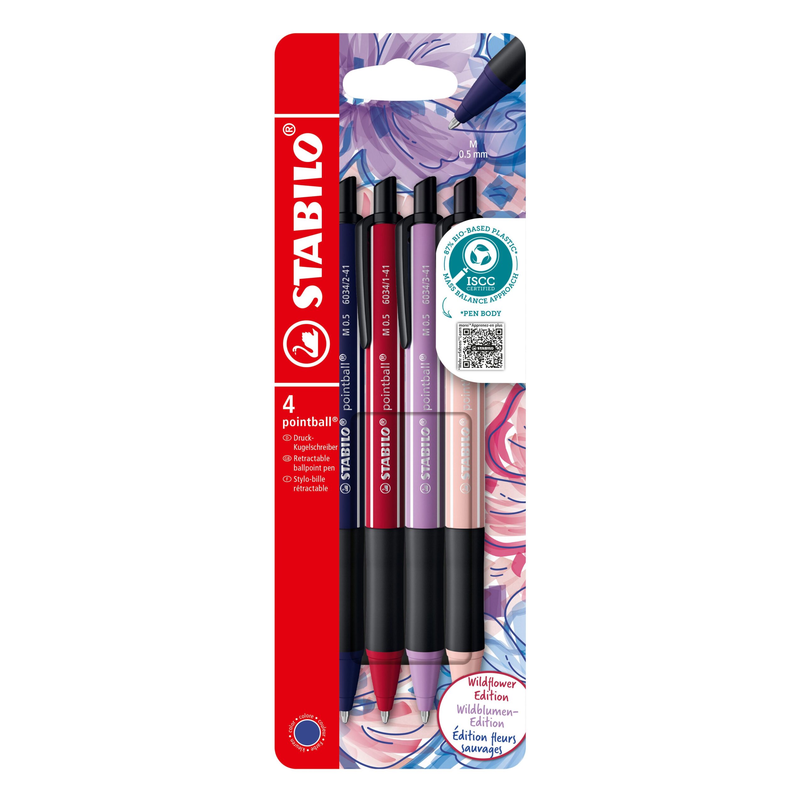 STABILO pointball NatureCOLORS Wildflower kulepenn med 0,5 mm skrivebredde og naturinspirert design