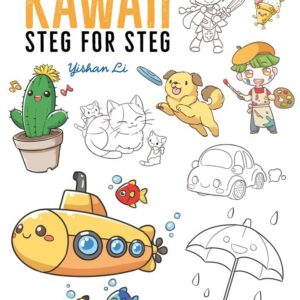 Tegnebok som viser hvordan du tegner kawaii figurer steg for steg for nybegynnere