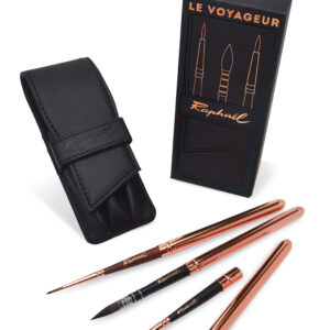 Raphaël Le Voyageur reise-penselsett med 3 reversible akvarellpensler i sort etui.