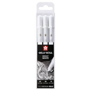Sakura Gelly Roll Classic White gelpennsett med tre hvite penner for tegning og illustrasjon