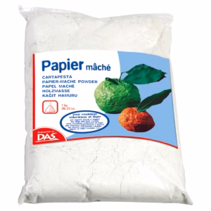 **Alt-tekst** DAS pappmasjépulver 1 kg hvit modellermasse for hobbyprosjekter, skulpturer og kreativ forming.