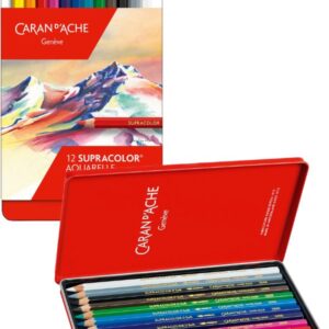Caran d’Ache Supracolor Soft 12 akvarellblyanter i metallskrin