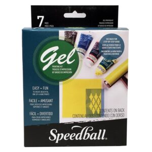 Speedball Gel Printing Kit med gelplate, trykkfarger og brayer