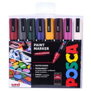 Uni POSCA PC-5M Deep Colours malingstusjer i 8 dype farger