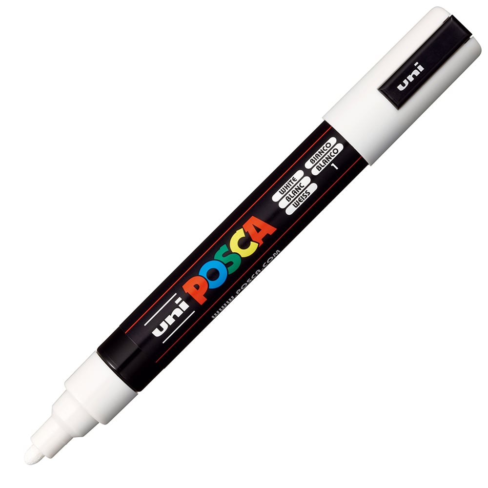 Uni POSCA PC-5M hvit malingstusj med medium spiss