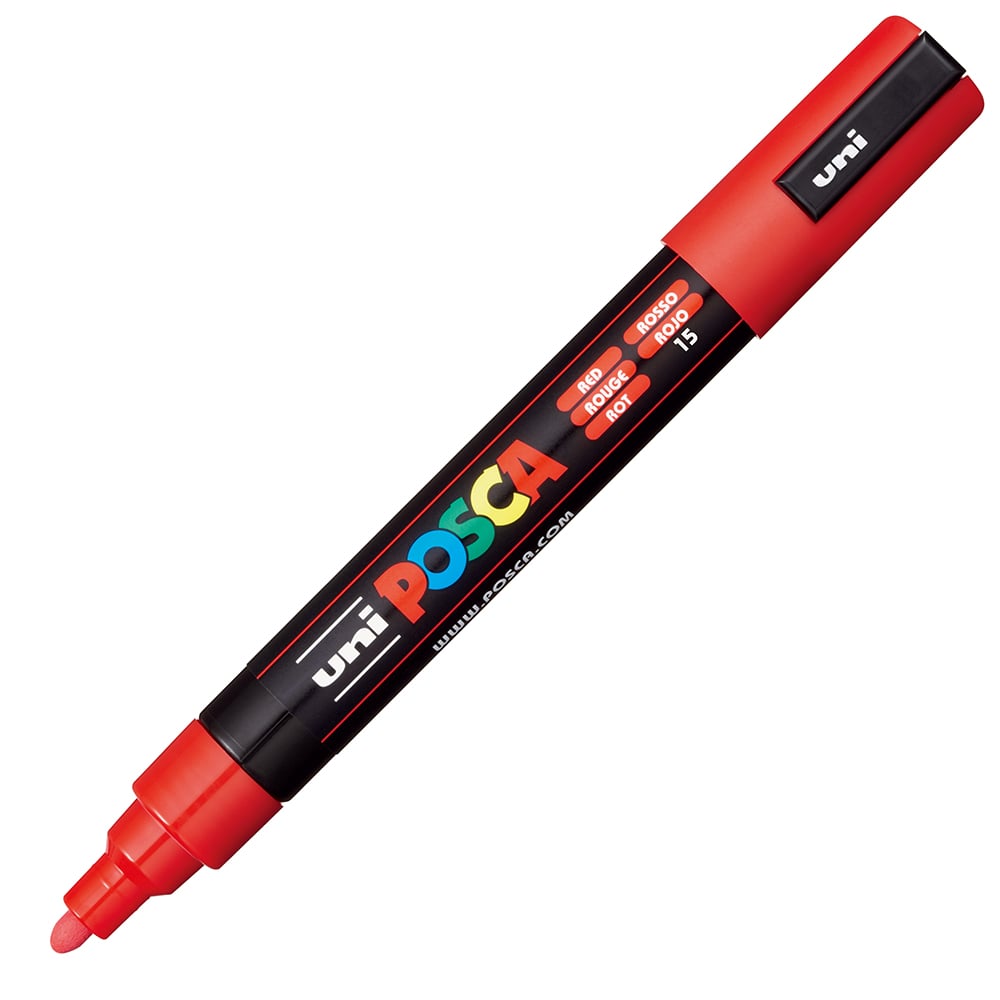 Uni POSCA PC-5M rød malingstusj med medium spiss