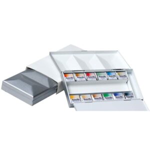 Maimeri Blu metallskrin for 12 half pans med plass til pensler og tilbehør