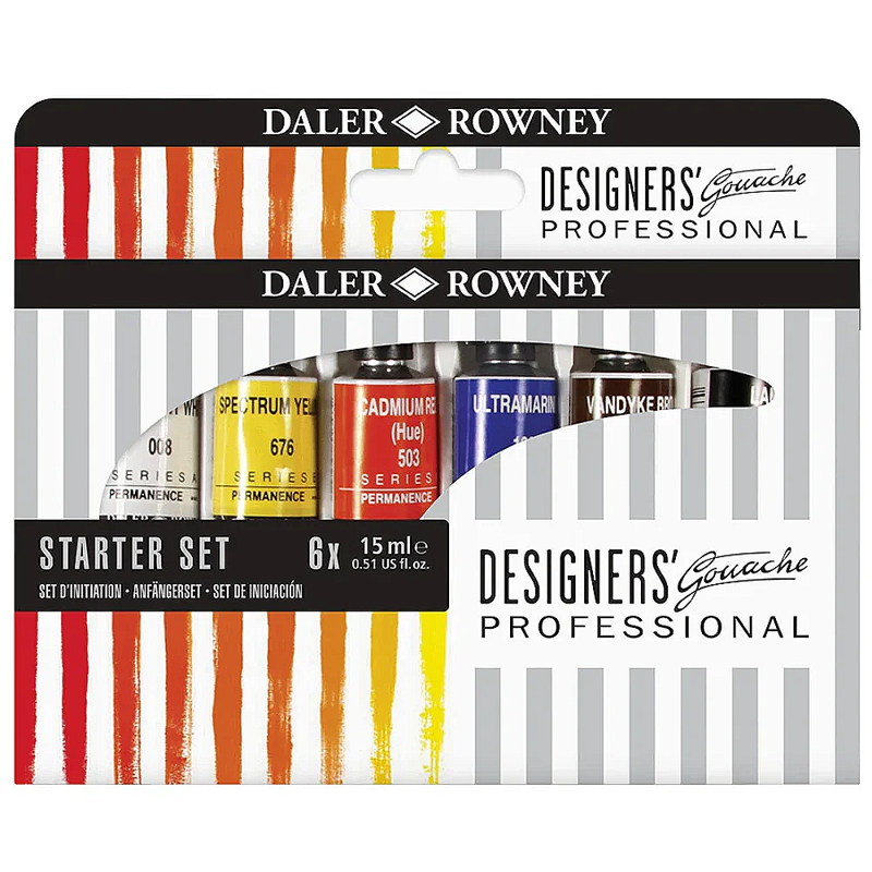 Daler-Rowney Designers' Gouache startsett 6 x 15 ml